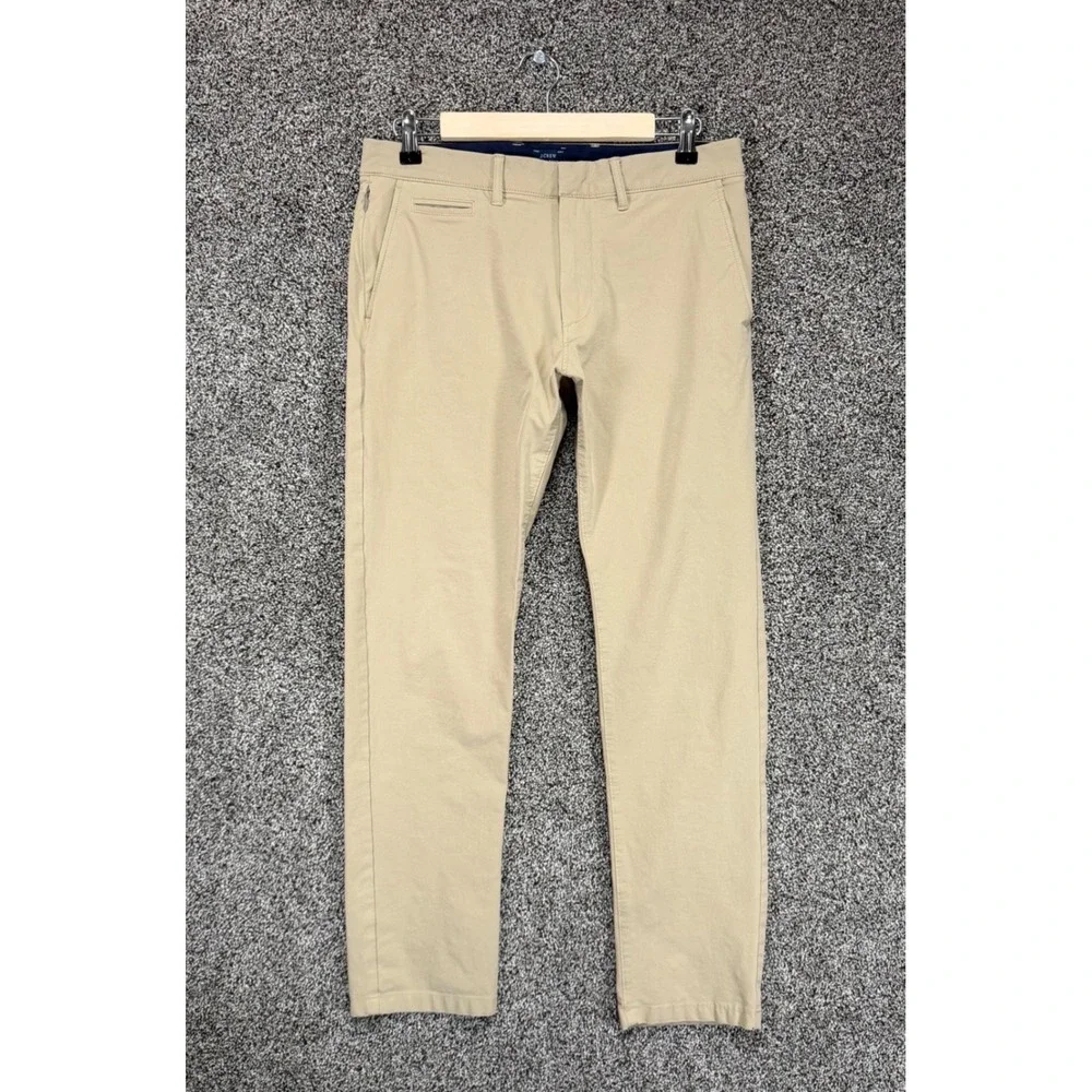 J Crew 484 Slim Tech Pants Mens 30/30 Beige Cotton Performance Stretch Chino